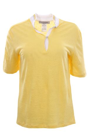 Polo in lino con dettagli in lurex LA FILERIA | 6021996827312